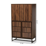 Load image into Gallery viewer, Baxton Studio Neil Modern And Contemporary Walnut Brown Finished Wood And Black Finished Metal Multipurpose Storage Cabinet
