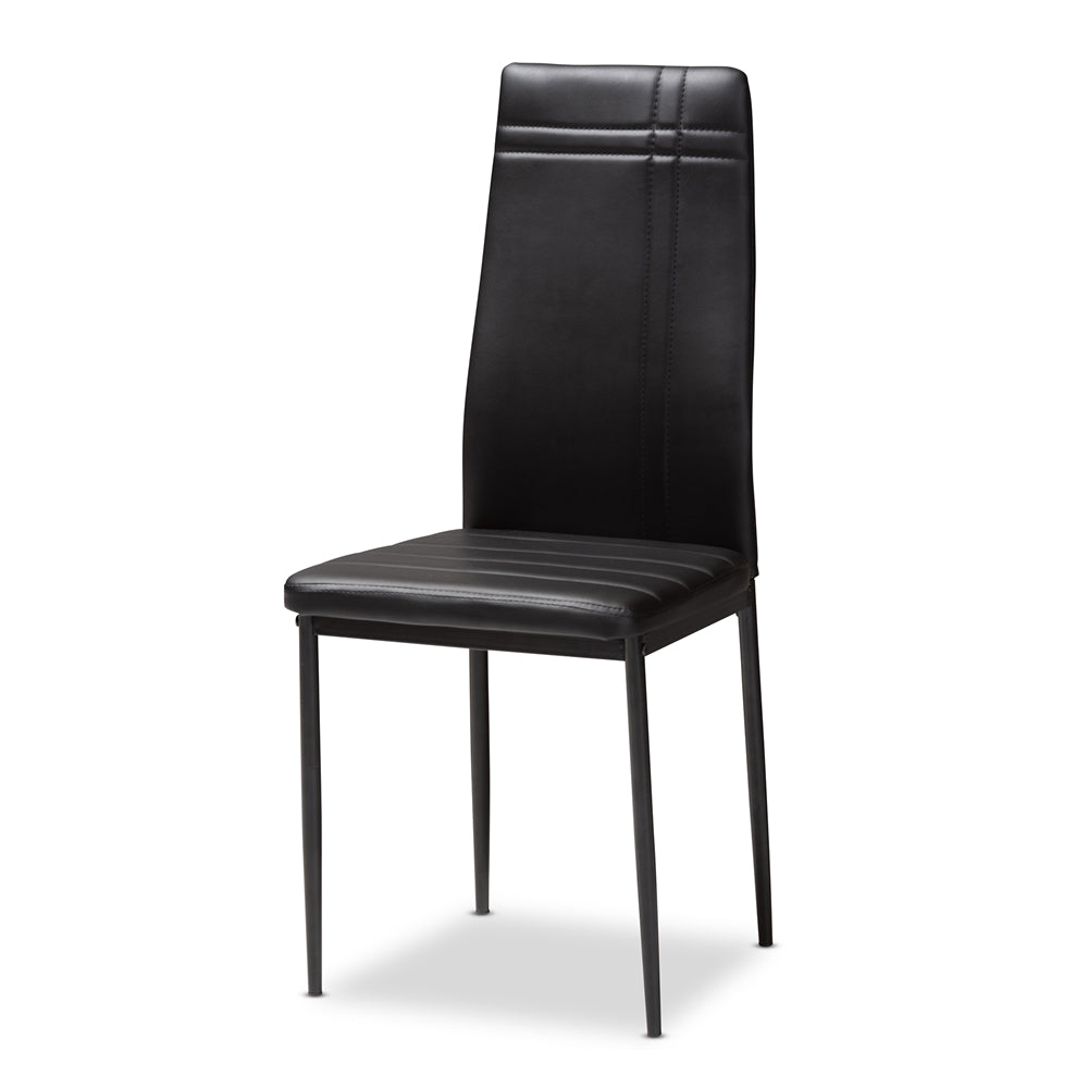 Baxton Studio Matiese Modern And Contemporary Black Faux Leather Upholstered Dining Chair (Set Of 4)