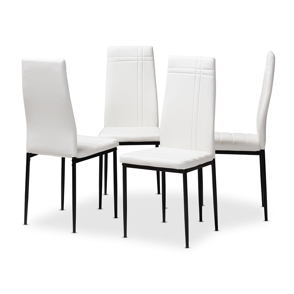 Baxton Studio Matiese Modern And Contemporary White Faux Leather Upholstered Dining Chair (Set Of 4)