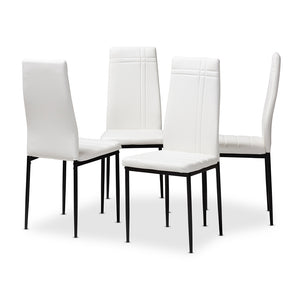 Baxton Studio Matiese Modern And Contemporary White Faux Leather Upholstered Dining Chair (Set Of 4)