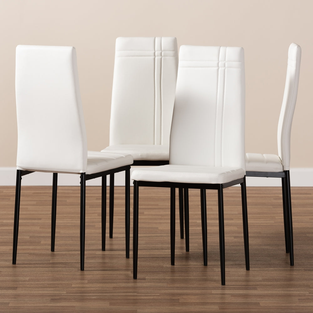 Baxton Studio Matiese Modern And Contemporary White Faux Leather Upholstered Dining Chair (Set Of 4)