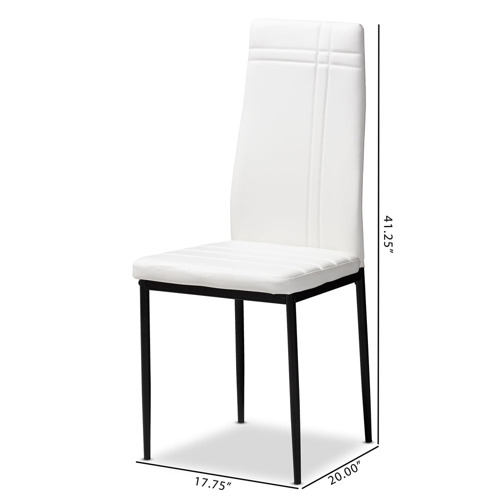 Baxton Studio Matiese Modern And Contemporary White Faux Leather Upholstered Dining Chair (Set Of 4)