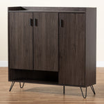 Load image into Gallery viewer, Baxton Studio Baldor Modern And Contemporary Dark Brown Finished Wood 3-Door Shoe Cabinet
