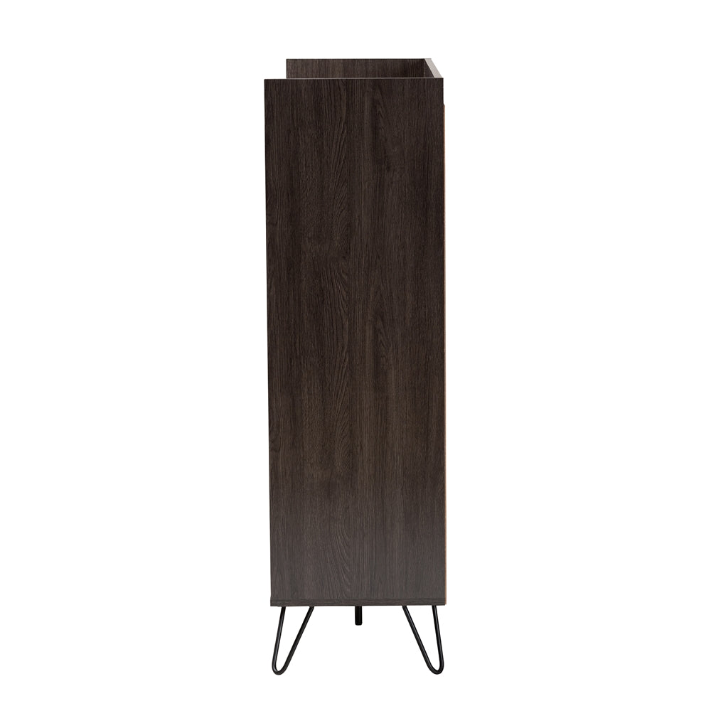 Baxton Studio Baldor Modern And Contemporary Dark Brown Finished Wood 3-Door Shoe Cabinet