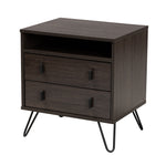 Load image into Gallery viewer, Baxton Studio Glover Modern And Contemporary Dark Brown Finished Wood And Black Metal 2-Drawer Nightstand
