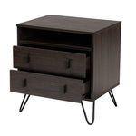 Load image into Gallery viewer, Baxton Studio Glover Modern And Contemporary Dark Brown Finished Wood And Black Metal 2-Drawer Nightstand
