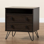 Load image into Gallery viewer, Baxton Studio Glover Modern And Contemporary Dark Brown Finished Wood And Black Metal 2-Drawer Nightstand
