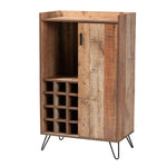 Load image into Gallery viewer, Baxton Studio Mathis Modern And Contemporary Rustic Brown Finished Wood And Black Metal Wine Storage Cabinet
