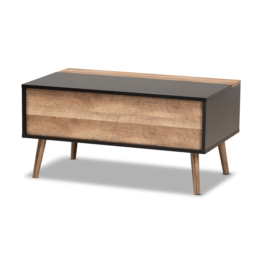 Baxton Studio Jensen Modern and Contemporary Two-Tone Finished Wood Lift Top Coffee Table with Storage Compartment