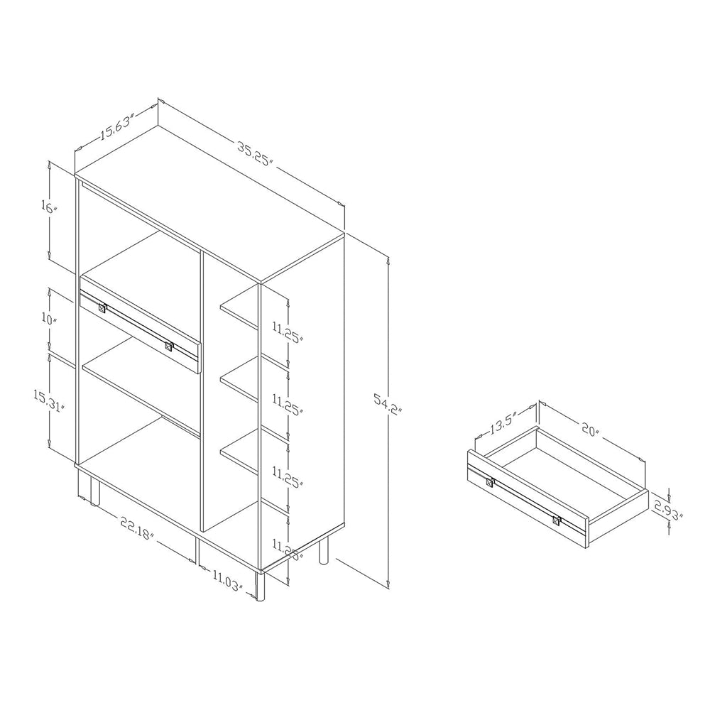 Baxton Studio Patterson Modern And Contemporary Oak Brown Finished 1-Drawer Kitchen Storage Cabinet