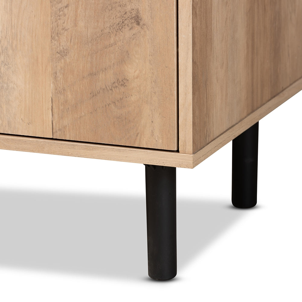 Baxton Studio Patterson Modern And Contemporary Oak Brown Finished 1-Drawer Kitchen Storage Cabinet