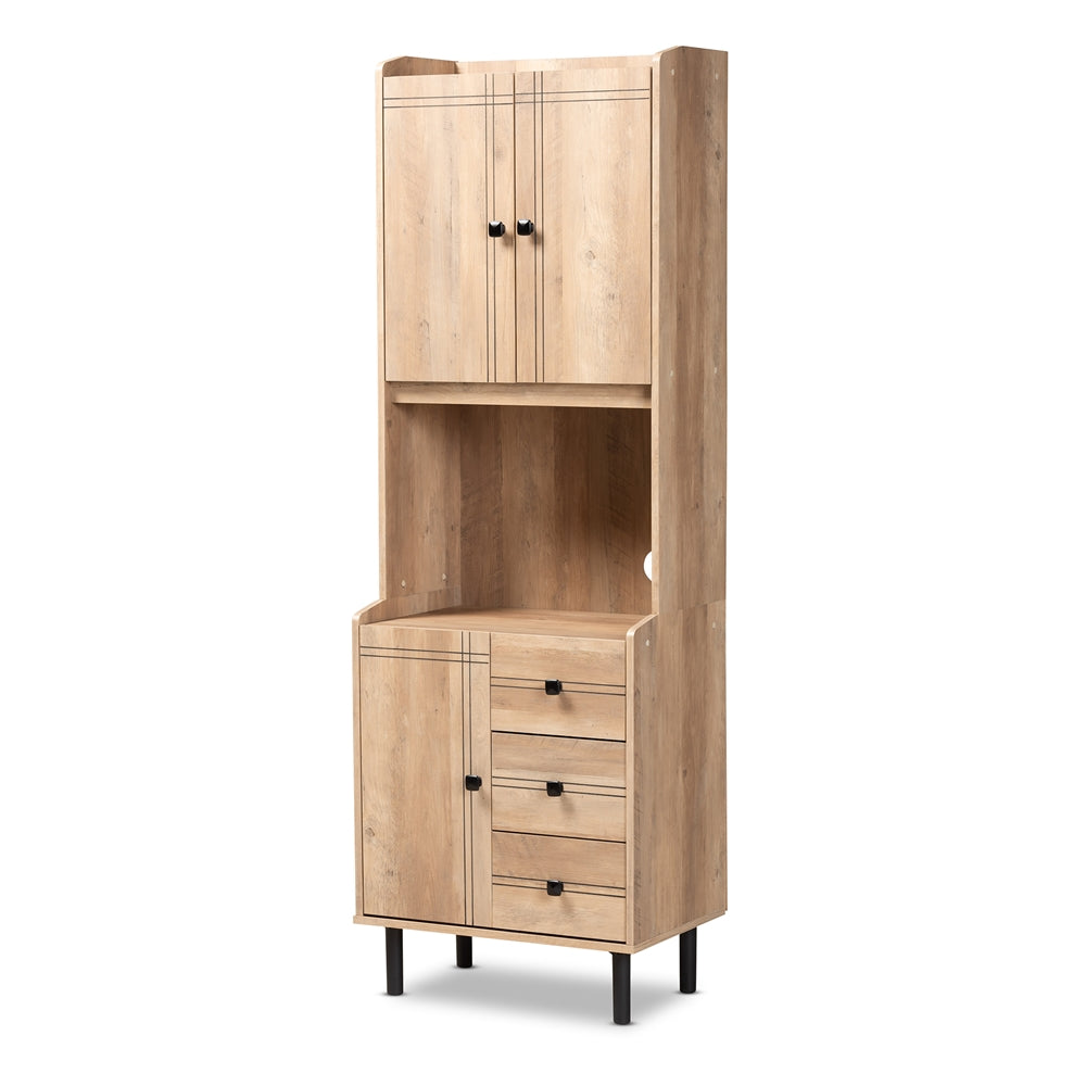 Baxton Studio Patterson Modern And Contemporary Oak Brown Finished 3-Drawer Kitchen Storage Cabinet