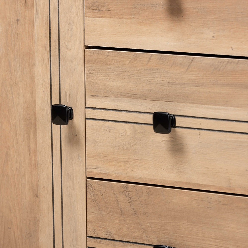 Baxton Studio Patterson Modern And Contemporary Oak Brown Finished 3-Drawer Kitchen Storage Cabinet