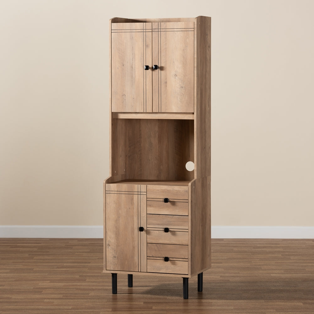 Baxton Studio Patterson Modern And Contemporary Oak Brown Finished 3-Drawer Kitchen Storage Cabinet