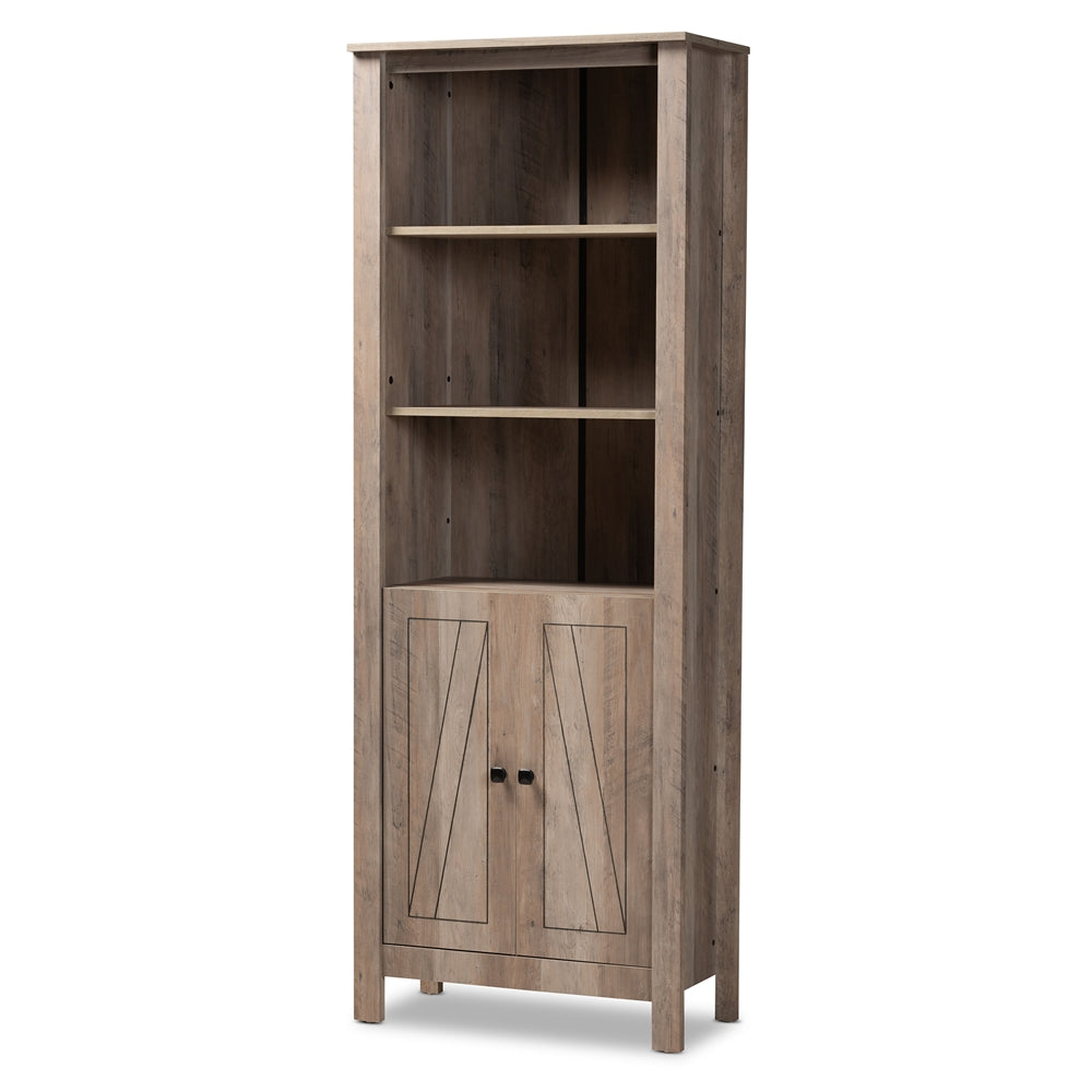 Baxton Studio Derek Modern and Contemporary Transitional Finished Wood 2-Door Bookcase