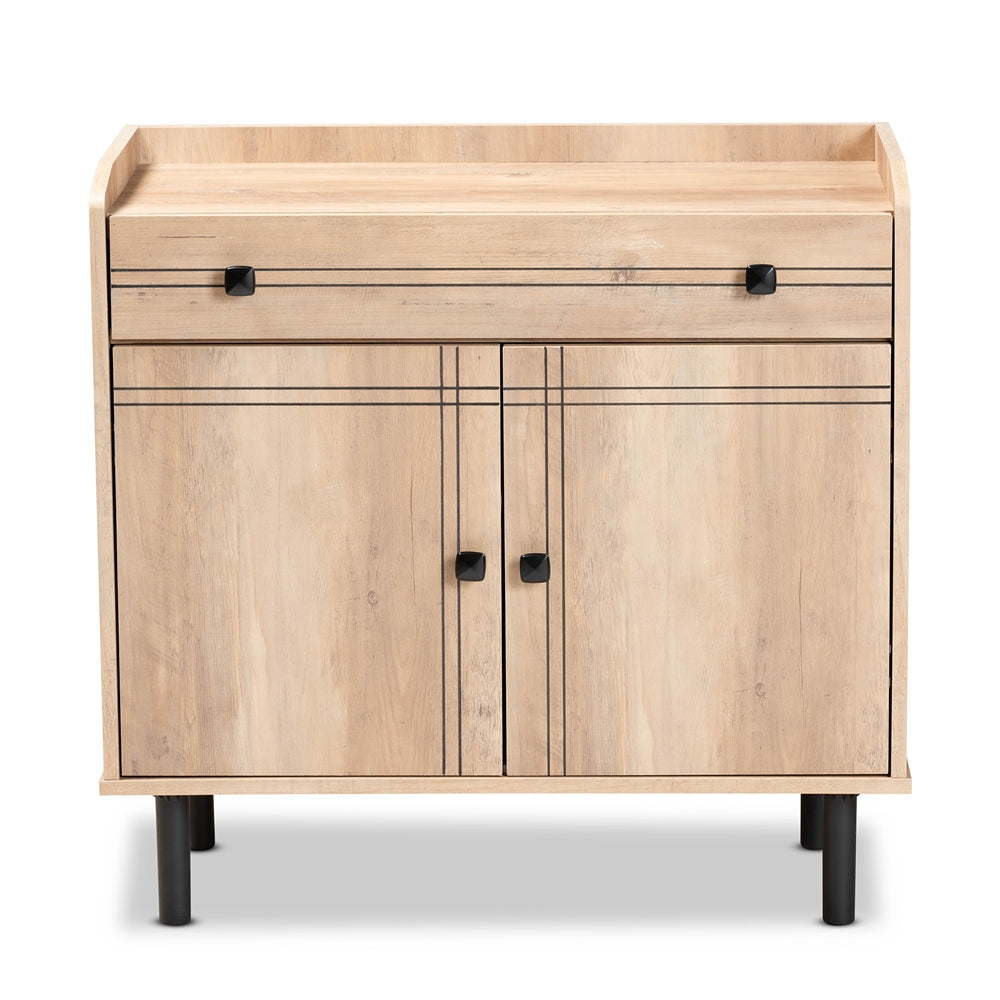 Baxton Studio Patterson Modern And Contemporary Oak Brown Finished Wood 2-Door Kitchen Storage Cabinet