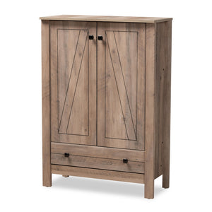 Baxton Studio Derek Modern and Contemporary Transitional Natural Finished Wood 1-Drawer Shoe Cabinet