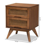 Load image into Gallery viewer, Baxton Studio Barrett Mid-Century Modern Walnut Brown Finished Wood And Synthetic Rattan 2-Drawer Nightstand
