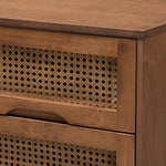 Load image into Gallery viewer, Baxton Studio Barrett Mid-Century Modern Walnut Brown Finished Wood And Synthetic Rattan 2-Drawer Nightstand
