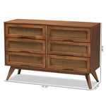 Load image into Gallery viewer, Baxton Studio Barrett Mid-Century Modern Walnut Brown Finished Wood And Synthetic Rattan 6-Drawer Dresser
