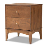 Load image into Gallery viewer, Baxton Studio Landis Mid-Century Modern Ash Walnut Finished Wood 2-Drawer Nightstand
