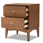 Load image into Gallery viewer, Baxton Studio Landis Mid-Century Modern Ash Walnut Finished Wood 2-Drawer Nightstand
