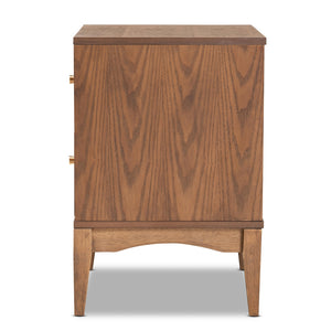 Baxton Studio Landis Mid-Century Modern Ash Walnut Finished Wood 2-Drawer Nightstand