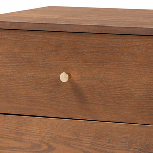 Baxton Studio Landis Mid-Century Modern Ash Walnut Finished Wood 2-Drawer Nightstand