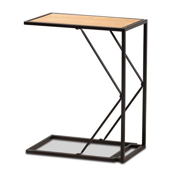 Baxton Studio Johan Modern Industrial Finished Wood and Black Finished Metal C End Table