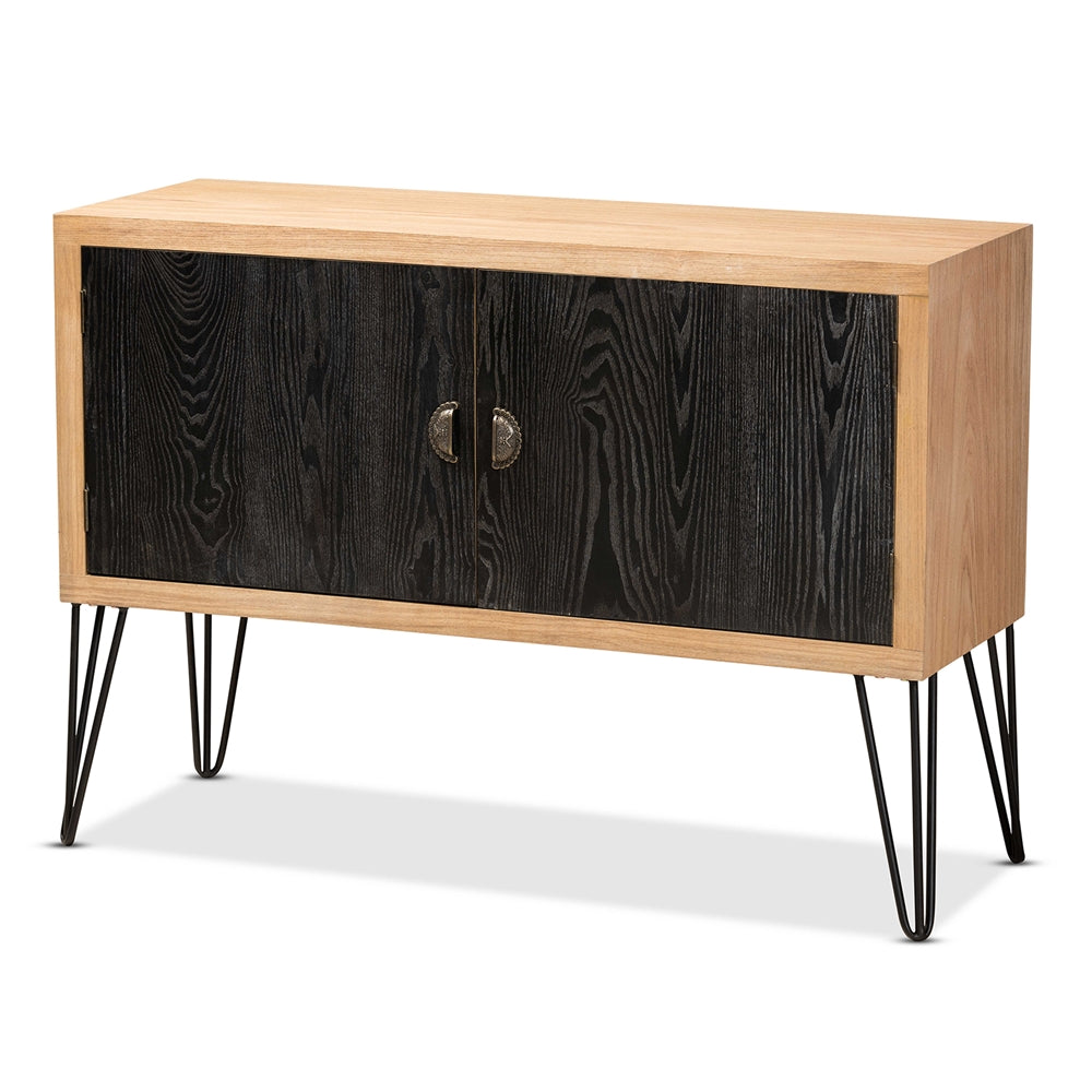 Baxton Studio Denali Modern and Contemporary Two-Tone Finished Wood and Metal Storage Cabinet