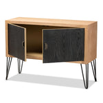 Load image into Gallery viewer, Baxton Studio Denali Modern And Contemporary Two-Tone Walnut Brown And Black Finished Wood And Metal Storage Cabinet
