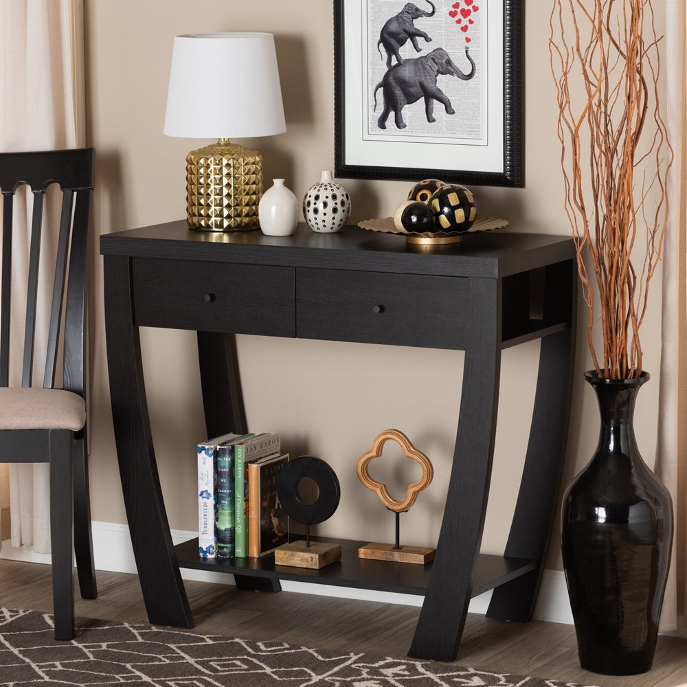 BAXTON STUDIO CAPOTE MODERN AND CONTEMPORARY ESPRESSO BROWN FINISHED WOOD 2-DRAWER CONSOLE TABLE