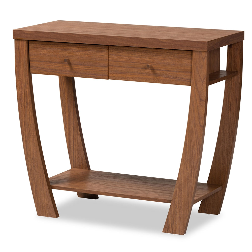 Baxton Studio Capote Modern And Contemporary Walnut Brown Finished Wood 2-Drawer Console Table