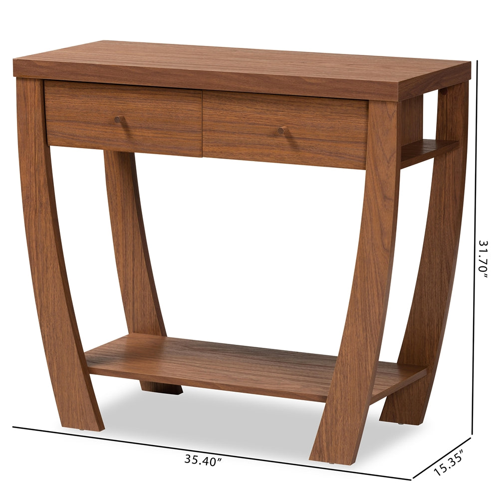 Baxton Studio Capote Modern And Contemporary Walnut Brown Finished Wood 2-Drawer Console Table