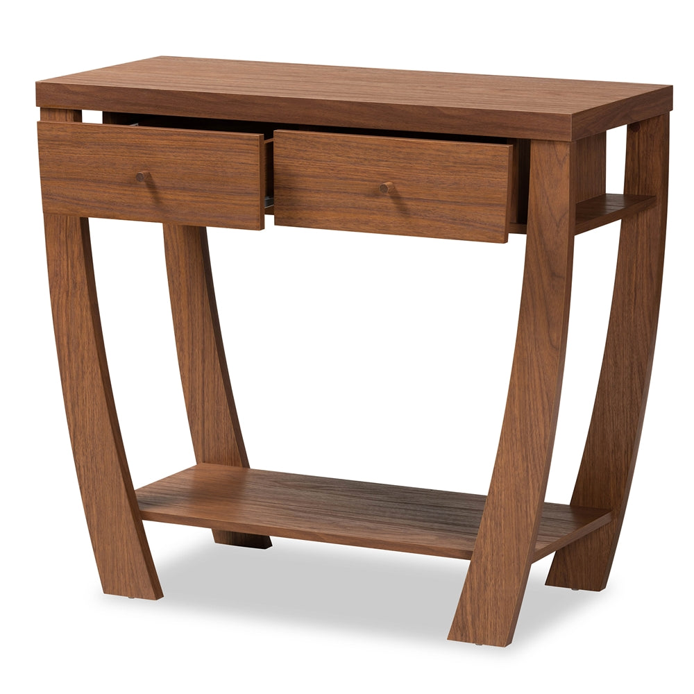 Baxton Studio Capote Modern And Contemporary Walnut Brown Finished Wood 2-Drawer Console Table