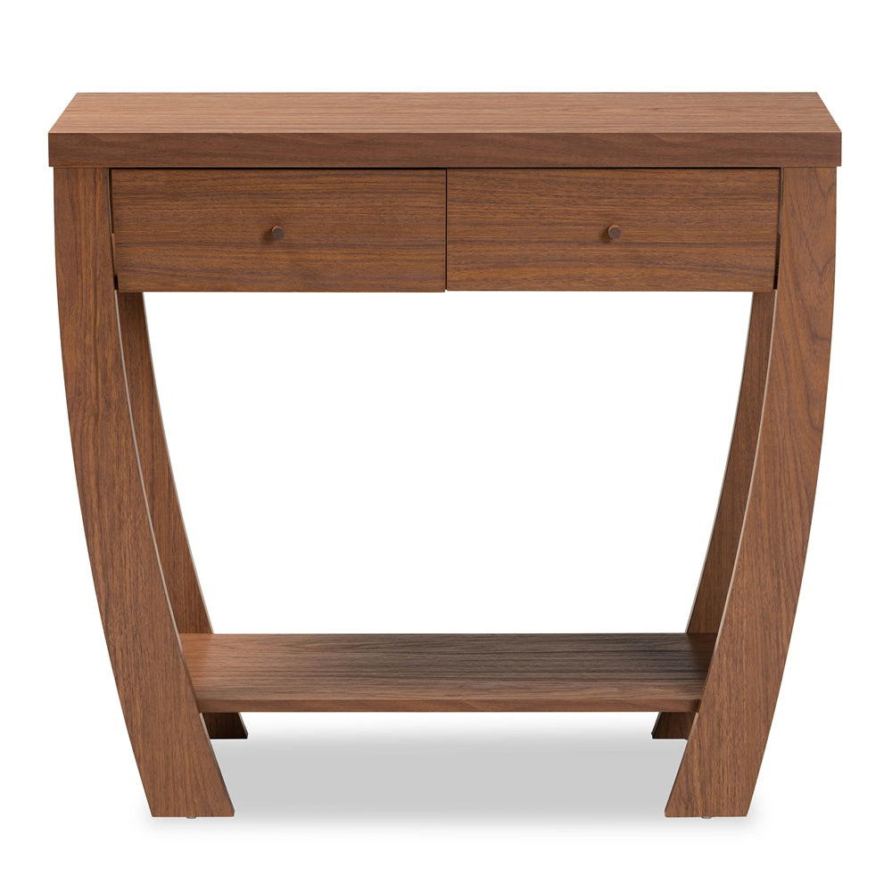 Baxton Studio Capote Modern And Contemporary Walnut Brown Finished Wood 2-Drawer Console Table