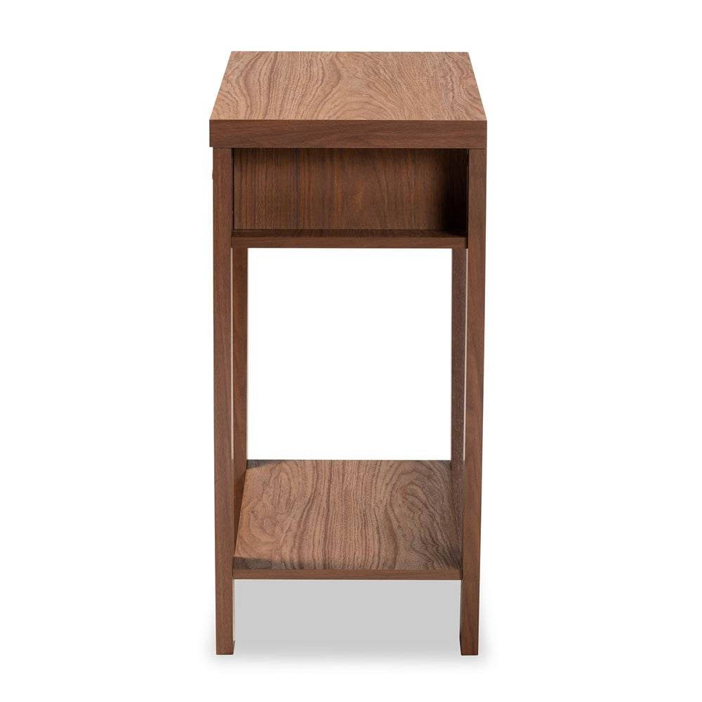 Baxton Studio Capote Modern And Contemporary Walnut Brown Finished Wood 2-Drawer Console Table