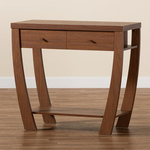 Baxton Studio Capote Modern And Contemporary Walnut Brown Finished Wood 2-Drawer Console Table