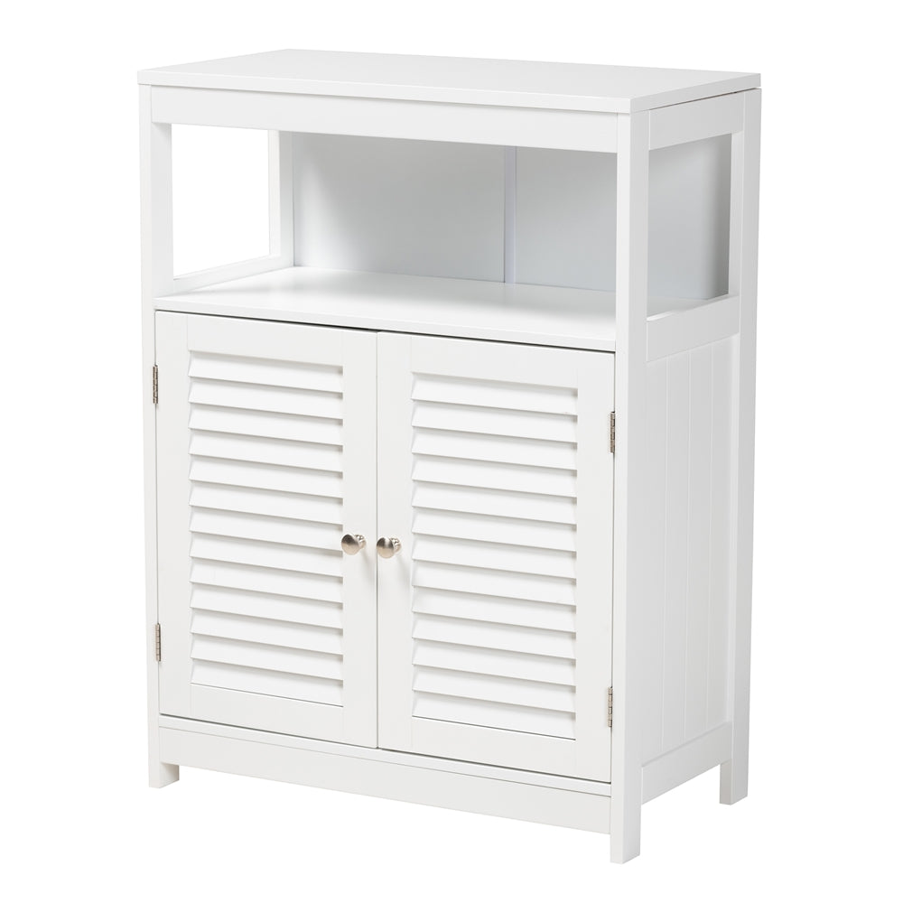 Baxton Studio Rivera Modern And Contemporary White Finished Wood And Silver Metal 2-Door Bathroom Storage Cabinet