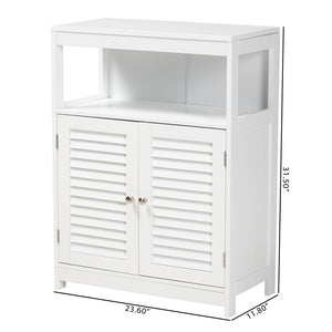 Baxton Studio Rivera Modern And Contemporary White Finished Wood And Silver Metal 2-Door Bathroom Storage Cabinet