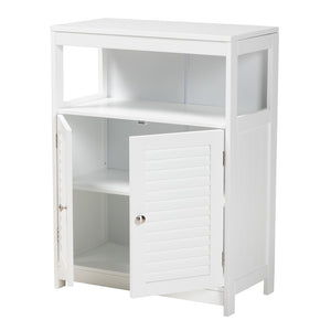 Baxton Studio Rivera Modern And Contemporary White Finished Wood And Silver Metal 2-Door Bathroom Storage Cabinet