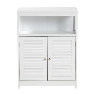 Baxton Studio Rivera Modern And Contemporary White Finished Wood And Silver Metal 2-Door Bathroom Storage Cabinet