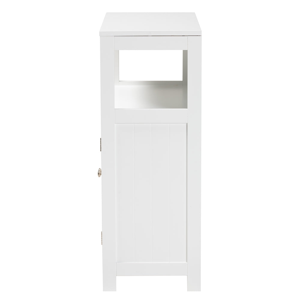 Baxton Studio Rivera Modern And Contemporary White Finished Wood And Silver Metal 2-Door Bathroom Storage Cabinet