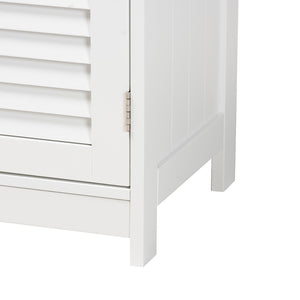 Baxton Studio Rivera Modern And Contemporary White Finished Wood And Silver Metal 2-Door Bathroom Storage Cabinet