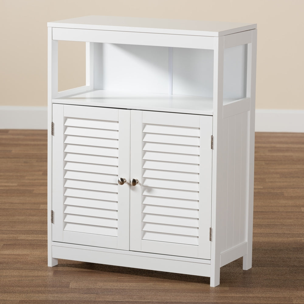 Baxton Studio Rivera Modern And Contemporary White Finished Wood And Silver Metal 2-Door Bathroom Storage Cabinet