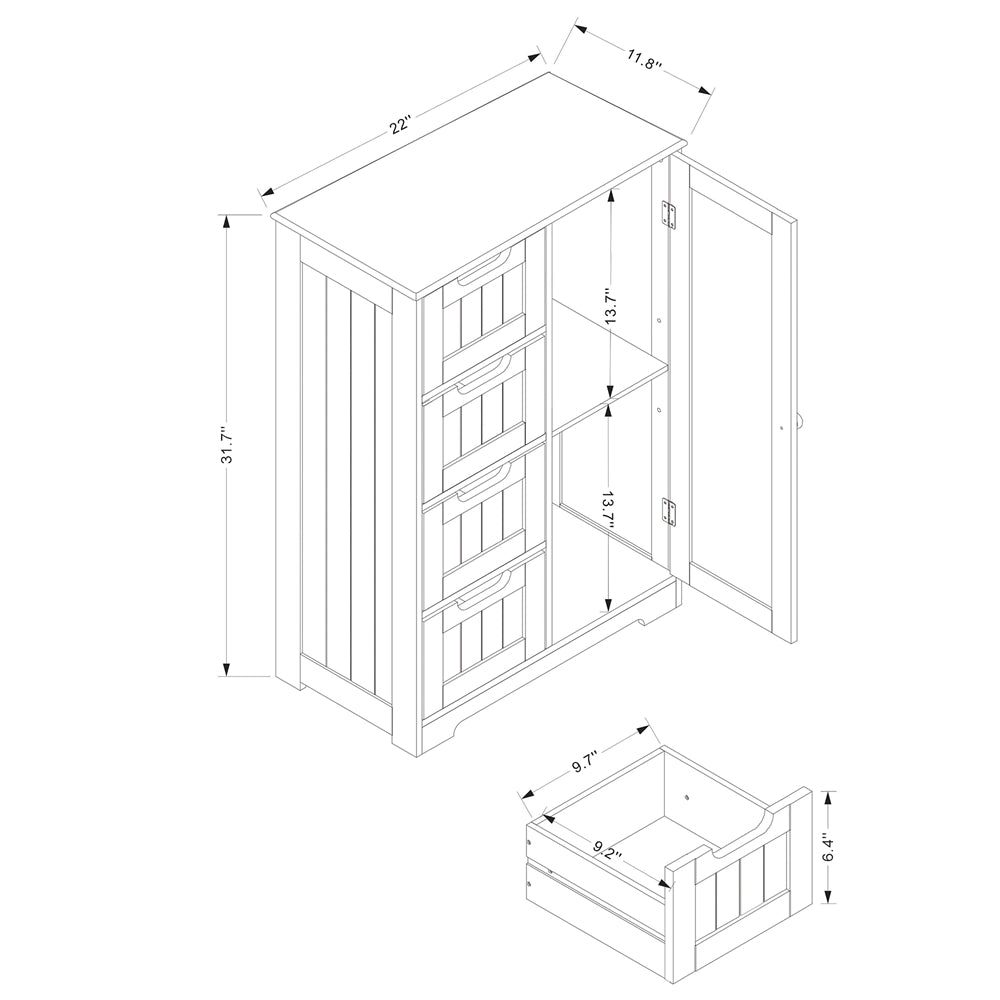 Baxton Studio Bauer Modern And Contemporary White Finished Wood 4-Drawer Bathroom Storage Cabinet