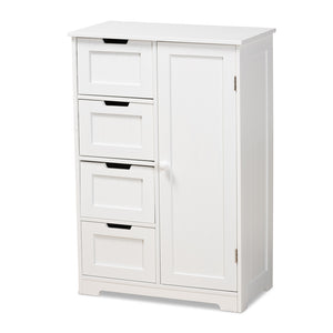 Baxton Studio Bauer Modern And Contemporary White Finished Wood 4-Drawer Bathroom Storage Cabinet