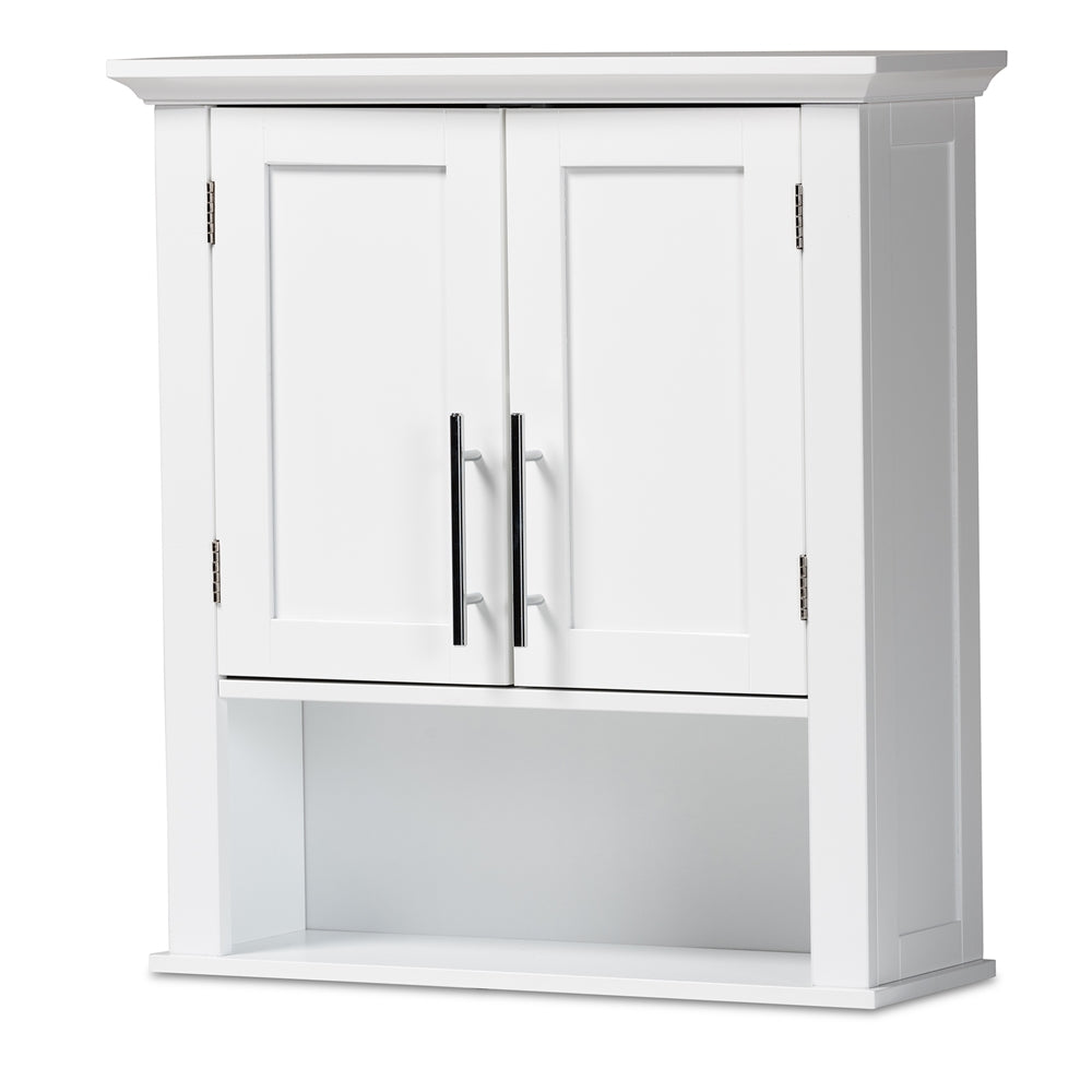 Baxton Studio Turner Modern and Contemporary Finished Wood 2-Door Bathroom Wall Storage Cabinet