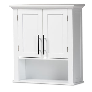 Baxton Studio Turner Modern and Contemporary Finished Wood 2-Door Bathroom Wall Storage Cabinet