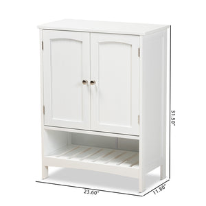 Baxton Studio Jaela Modern And Contemporary White Finished Wood 2-Door Bathroom Storage Cabinet